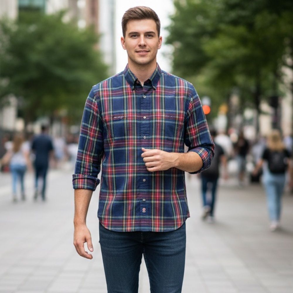 🔥 Take 50% OFF- Van Heusen Editions Men's Plaid Button-Up Shirt, Size-M